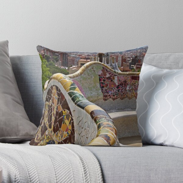 Reaching out to Barcelona in Park Guell Throw Pillow