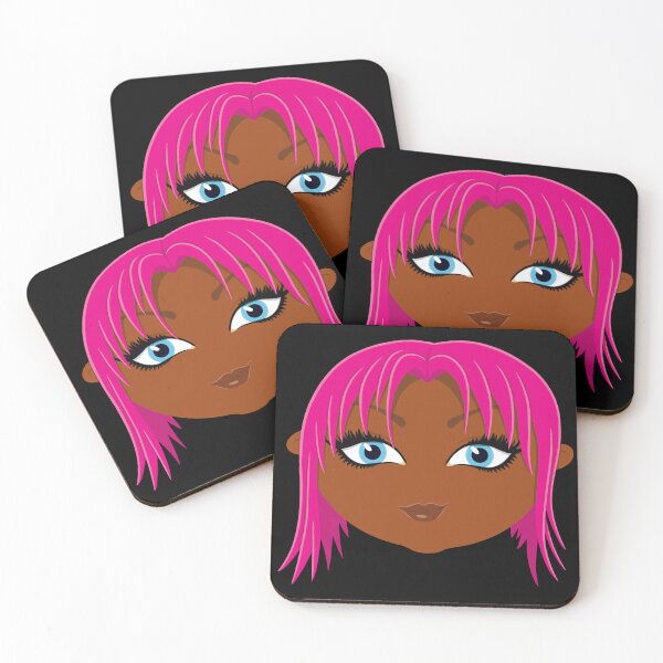 Item preview, Djoli Djoli Doll pink and blue black skin black background designed and sold by EyeTrickster.