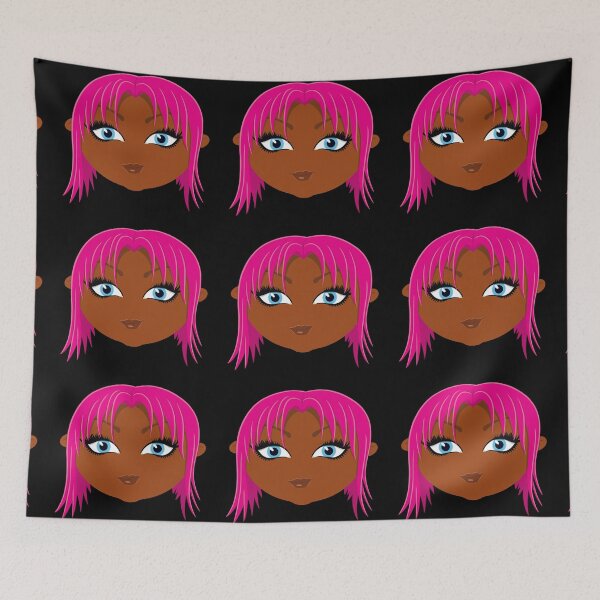 Item preview, Djoli Djoli Doll pink and blue black skin black background designed and sold by EyeTrickster.