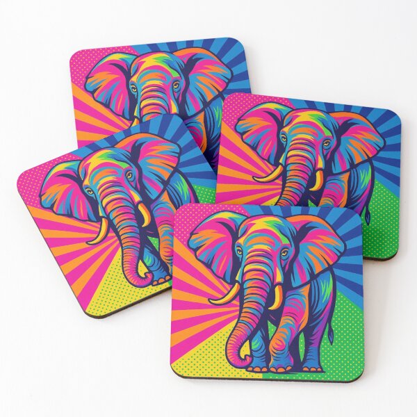 Item preview, Popart style colorful Elephant  designed and sold by Dogandesighn.