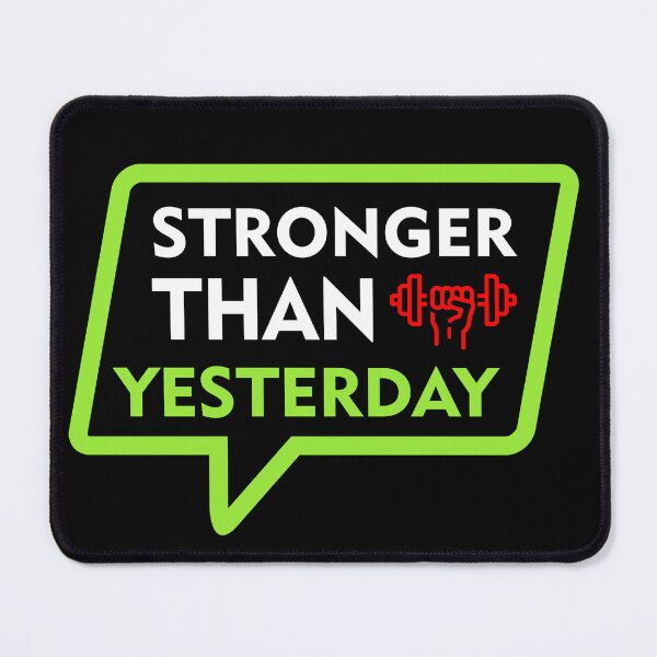 Item preview, Stronger Than Yesterday - Neon Green Dialog Box with Dumbbell Fist Gym Art designed and sold by WelSol.