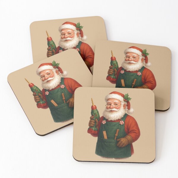 Item preview, Festive Santa Woodworker – Christmas Workshop Tool Art designed and sold by BROHLine Studio.