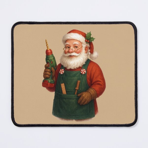 Item preview, Festive Santa Woodworker – Christmas Workshop Tool Art designed and sold by BROHLine Studio.