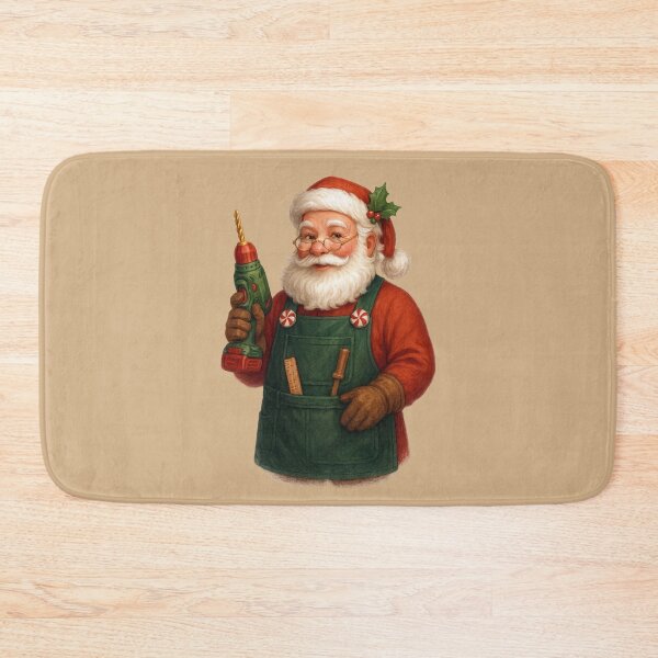 Item preview, Festive Santa Woodworker – Christmas Workshop Tool Art designed and sold by BROHLine Studio.