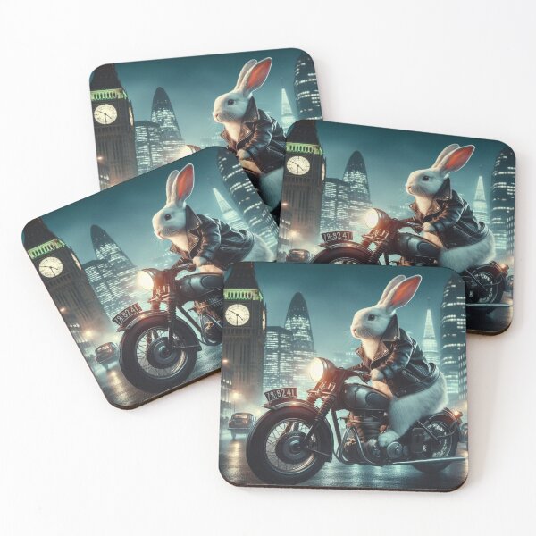 Item preview, cute rabbit old motorcycle riding designed and sold by Dogandesighn.