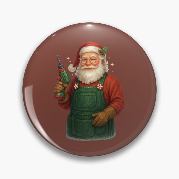 Item preview, Santa With Festive Drill – Christmas Workshop Carpenter Art designed and sold by BROHLine Studio.