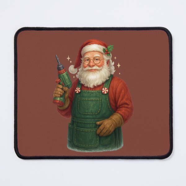 Item preview, Santa With Festive Drill – Christmas Workshop Carpenter Art designed and sold by BROHLine Studio.