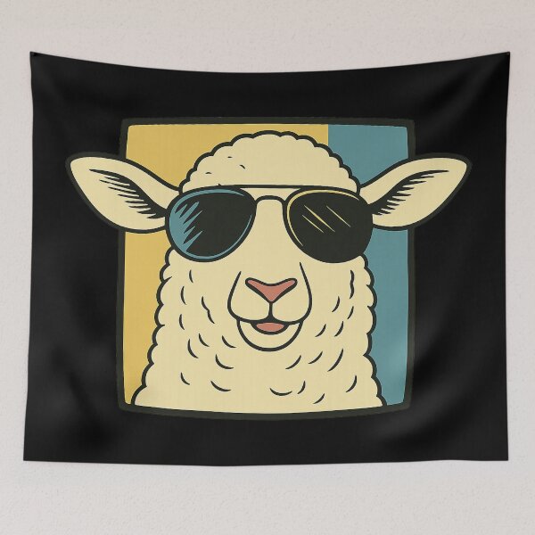 Item preview, Cool Sheep Wearing Sunglasses Funny Farm Animal Retro Cartoon Lamb Design designed and sold by DrawHandArt.