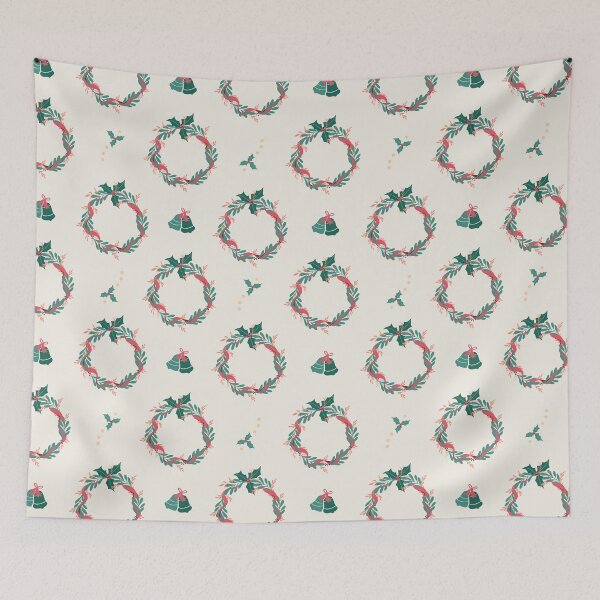 Item preview, Ringing in the Holiday-Wreaths Bells Holly in Traditional Green Reds designed and sold by Lynne Adams.