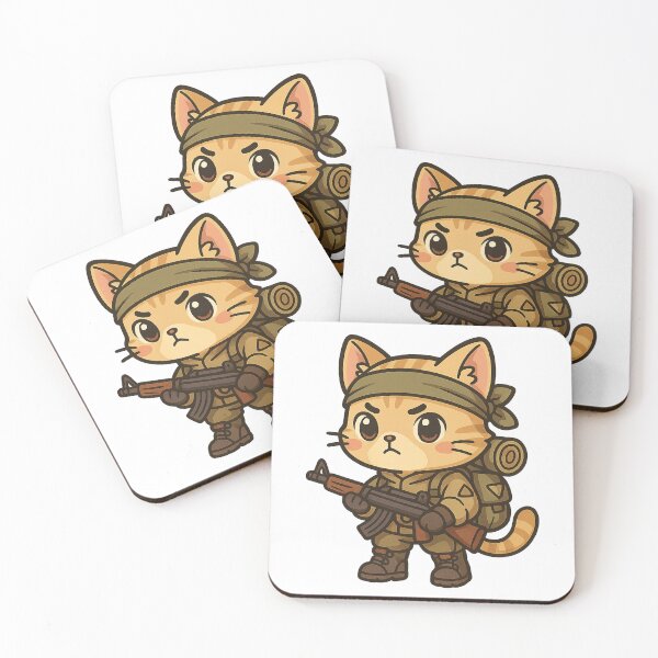 Aperçu de l'œuvre Chat Chibi Tactique – Sticker Chat Survivant Mignon créée et vendue par 404 Ink.