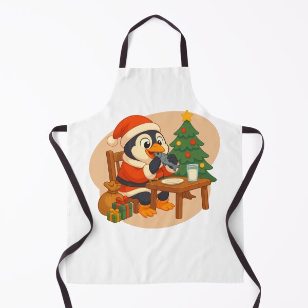 Item preview, Cute Santa Penguin Eating Fish – Surprising Christmas Cartoon Illustration Gift designed and sold by EM&Maker.