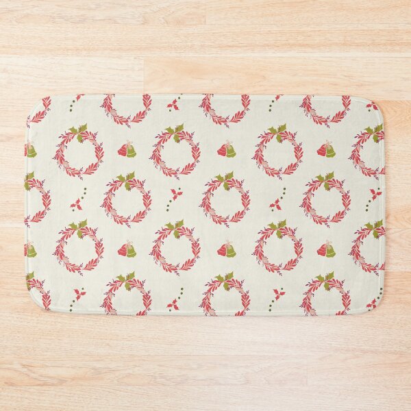 Item preview, Ringing in the Holiday-Wreaths Bells Holly in Light Green Red Pink designed and sold by Lynne Adams.