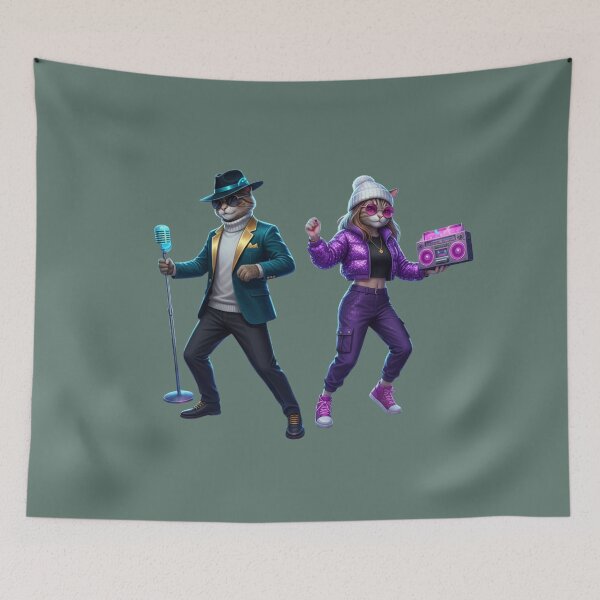 Item preview, Cosmic Cat Concert | Galaxy Disco Party with Neon Lights designed and sold by E-SarnEdge.