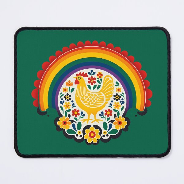 Item preview, Rainbow Chicken Folk Charm – Scandinavian Folk Art by heidiannemorris © designed and sold by FOLK ART FUSION by heidiannemorris.