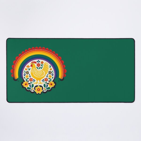 Item preview, Rainbow Chicken Folk Charm – Scandinavian Folk Art by heidiannemorris © designed and sold by FOLK ART FUSION.