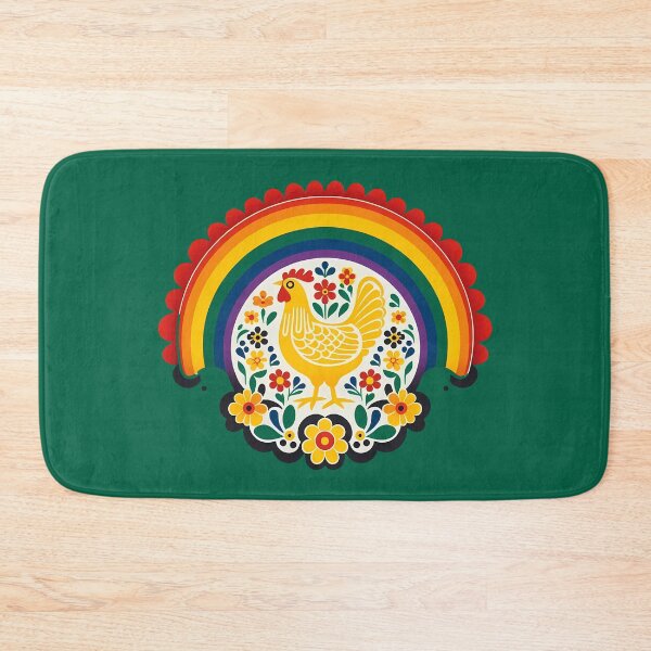 Item preview, Rainbow Chicken Folk Charm – Scandinavian Folk Art by heidiannemorris © designed and sold by FOLK ART FUSION by heidiannemorris.