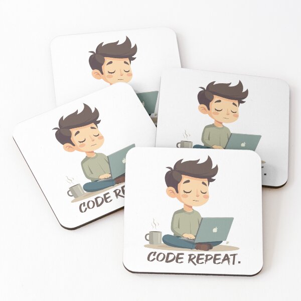 Item preview, CODE REPEAT – Programmer Laptop Cartoon | Funny Coding Life Design designed and sold by Design-Pro-21.