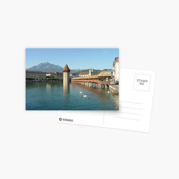 Lucerne Chapel Bridge and Jesuit Church Postcard