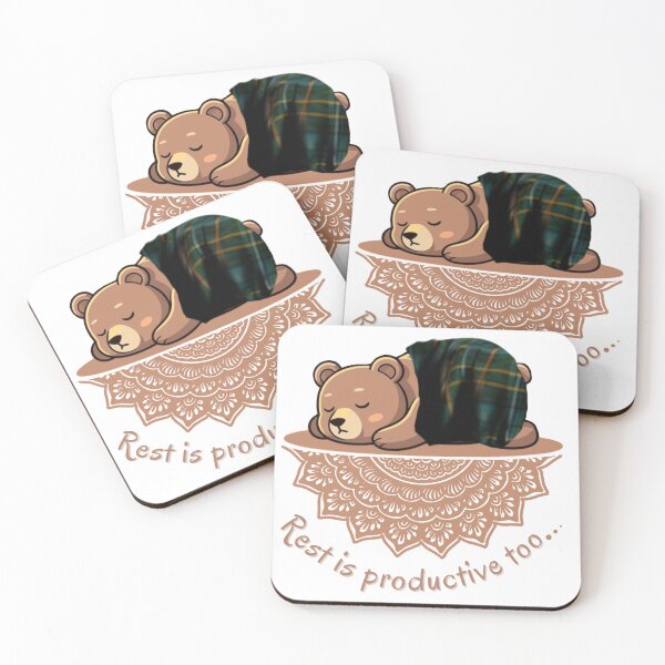 Item preview, Rest is productive too| Cozy Winter Mandala Self-Care Art| Sleeping Bear designed and sold by Rexyy Studio .