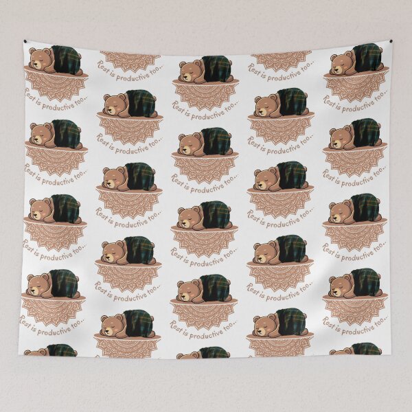 Item preview, Rest is productive too| Cozy Winter Mandala Self-Care Art| Sleeping Bear designed and sold by Rexyy Studio .