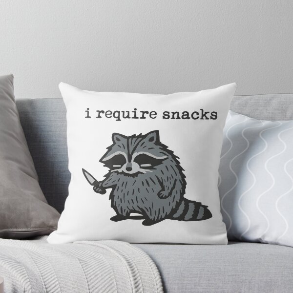 Item preview, I Require Snacks Raccoon with Knife - Funny Hungry Meme designed and sold by tarzbol.