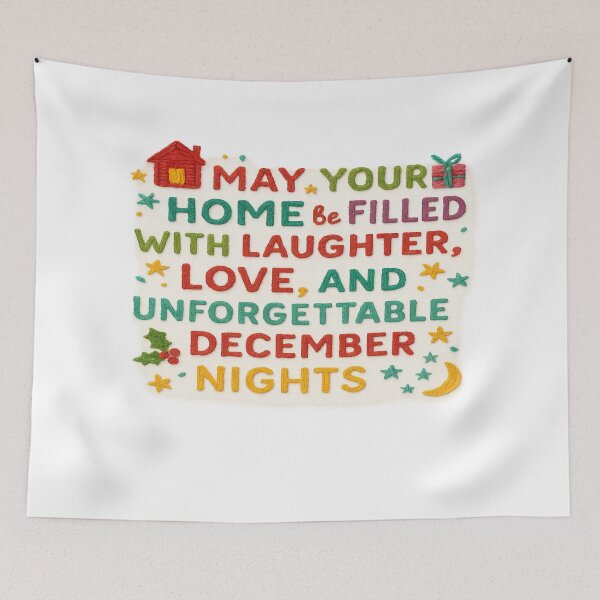 Item preview, December Nights Christmas Quote – Cozy Home Holiday Art designed and sold by Gurjeetpixelart.