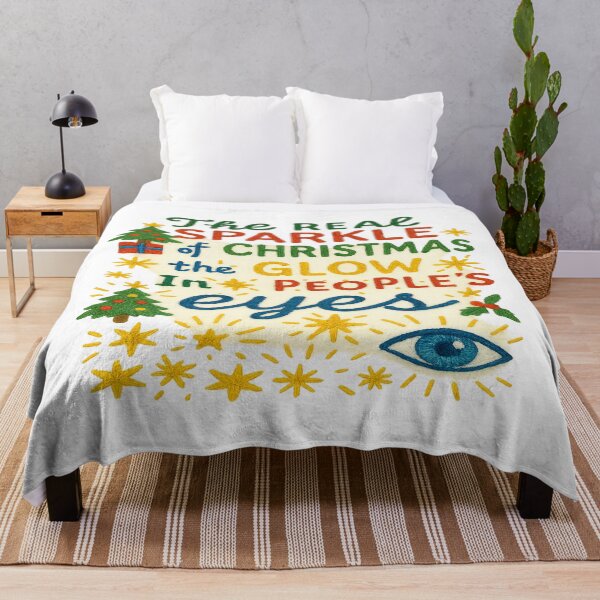 Item preview, Sparkle of Christmas Eyes Quote – Festive Embroidery Style Art designed and sold by Gurjeetpixelart.