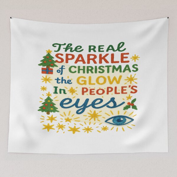 Item preview, Sparkle of Christmas Eyes Quote – Festive Embroidery Style Art designed and sold by Gurjeetpixelart.