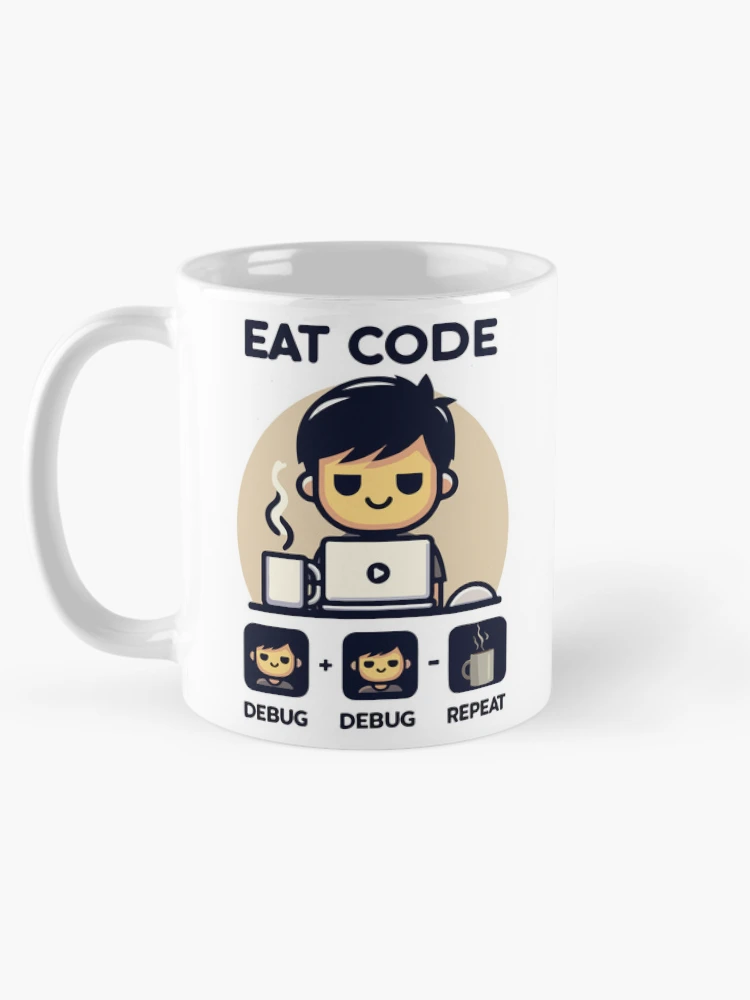 Thumbnail 5 of 6, Coffee Mug, Eat Code Debug Repeat – Funny Programmer Coding Routine Design designed and sold by Design-Pro-21.
