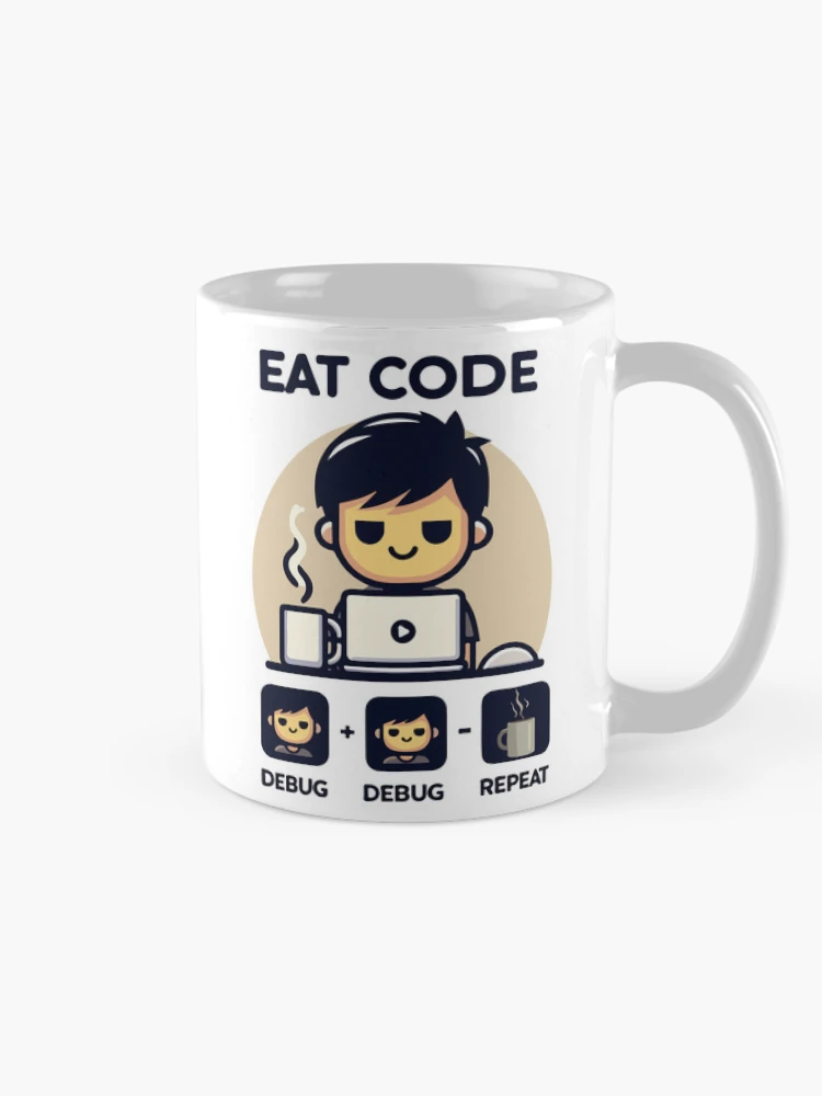 Thumbnail 3 of 6, Coffee Mug, Eat Code Debug Repeat – Funny Programmer Coding Routine Design designed and sold by Design-Pro-21.