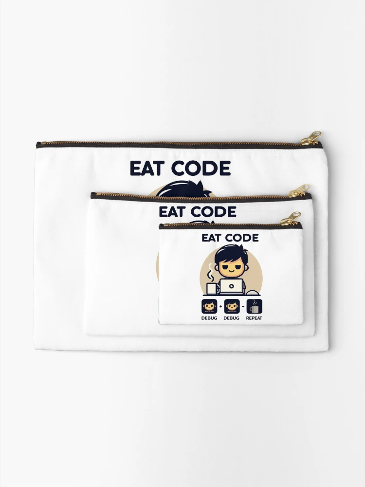 Thumbnail 2 of 4, Zipper Pouch, Eat Code Debug Repeat – Funny Programmer Coding Routine Design designed and sold by Design-Pro-21.