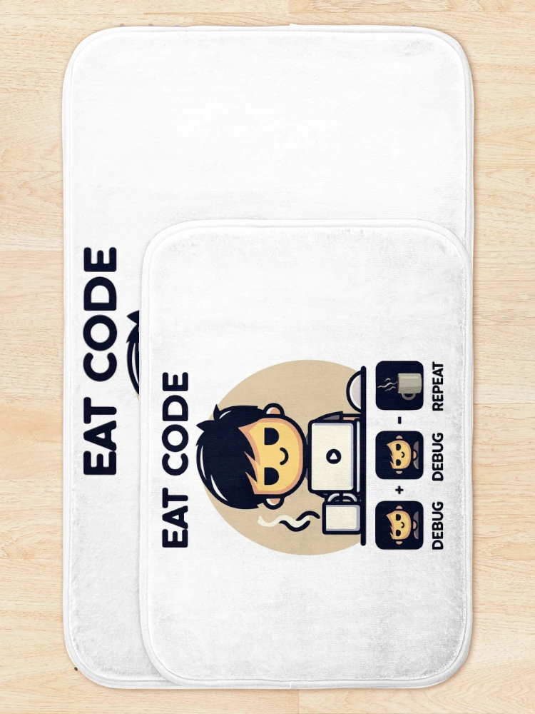Thumbnail 5 of 6, Bath Mat, Eat Code Debug Repeat – Funny Programmer Coding Routine Design designed and sold by Design-Pro-21.