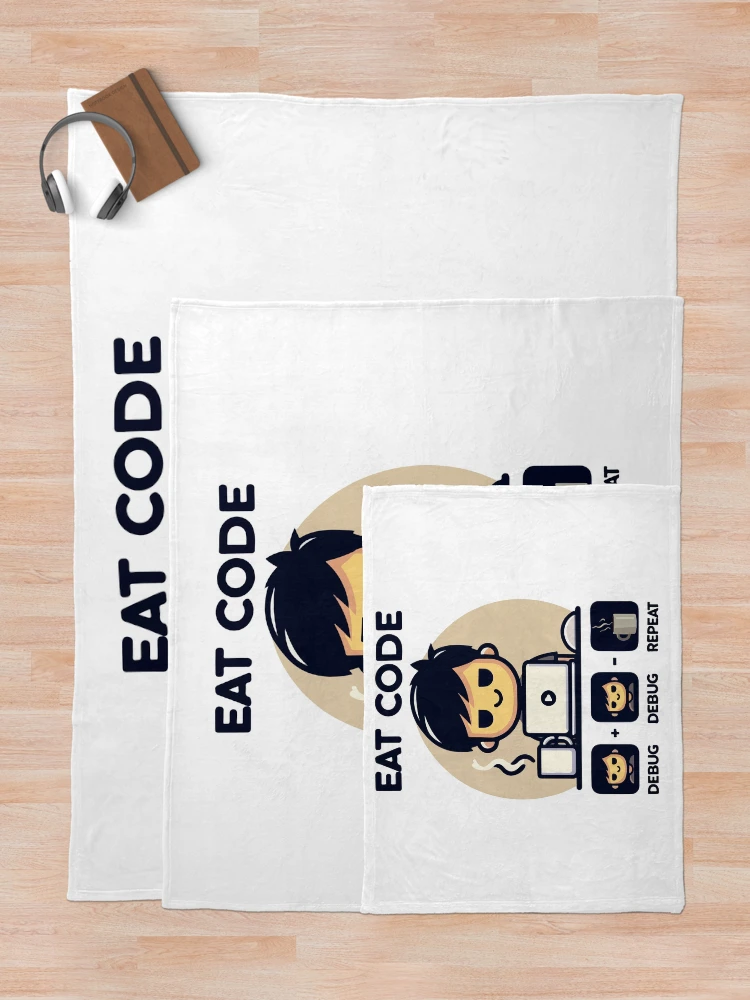 Thumbnail 5 of 6, Throw Blanket, Eat Code Debug Repeat – Funny Programmer Coding Routine Design designed and sold by Design-Pro-21.