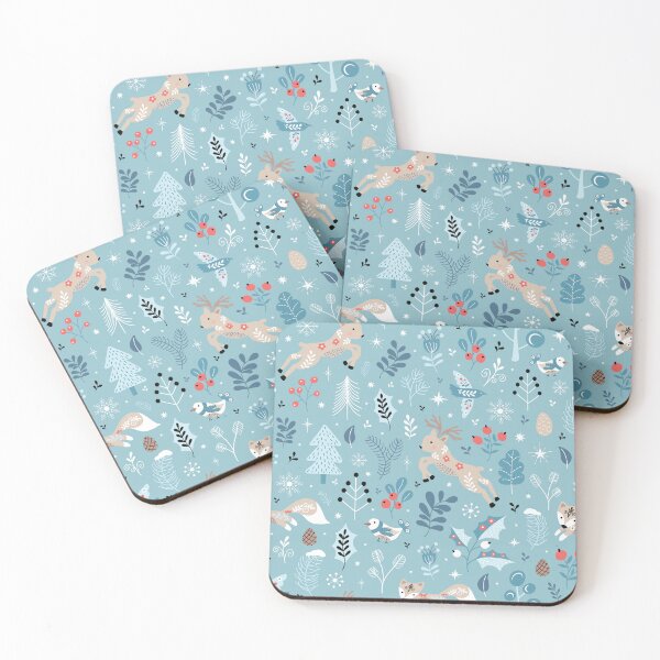 Item preview, Christmas festive holiday scandi winter wonderland reindeer fox berries birds designed and sold by Nicola-Rowe.