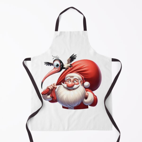 Item preview, Christmas Santa with a Big Sack and a Funny Bird Ibis – 3D Illustration designed and sold by Art-Arcade6.