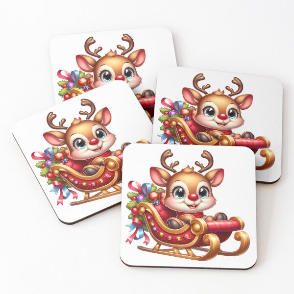 Item preview, Rudolf the Red-Nosed Reindeer in a sleigh designed and sold by Art-Arcade6.
