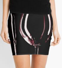 Wine bottle and glass Mini Skirt