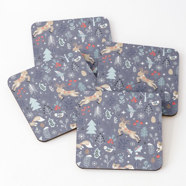 Item preview, Christmas festive holiday scandi winter wonderland reindeer fox berries birds designed and sold by Nicola-Rowe.