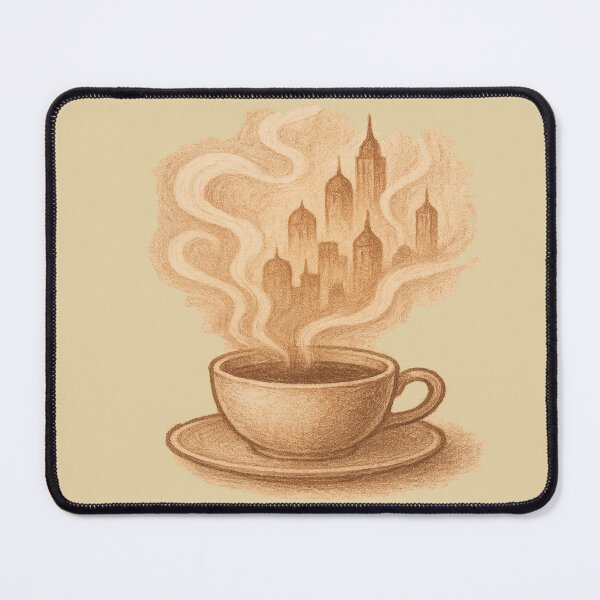 Item preview, Dreamy Turkish Coffee Cup with Swirling City Steam – Magical Art for Coffee Lovers designed and sold by Globalcitytees.