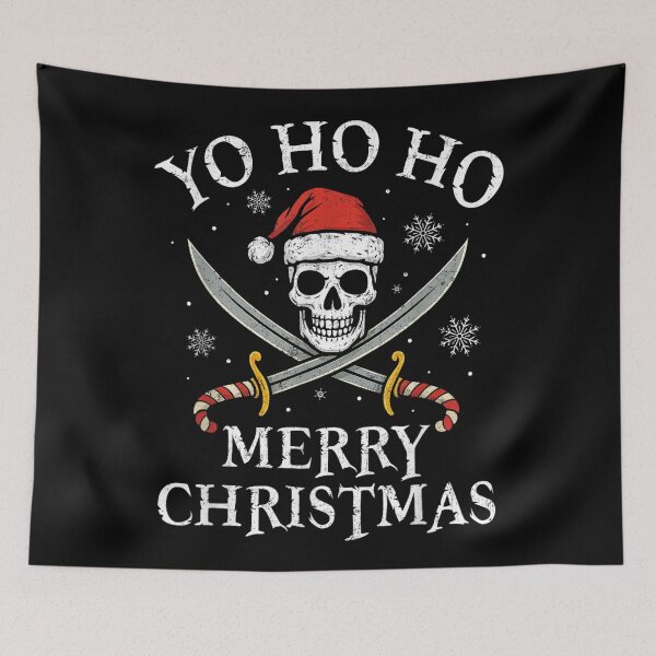Item preview, Yo Ho Ho Merry Christmas, Pirate Skull And Candy Cane Swords Holiday designed and sold by Suzu Comena.