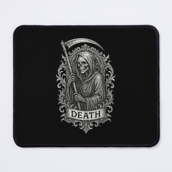 Item preview, Dark Gothic Reaper – Skeleton With Scythe Engraving designed and sold by The Devil's Bargain.