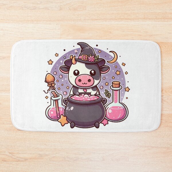 Item preview, Kawaii witch cow with magic cauldron designed and sold by BigBlueArt.