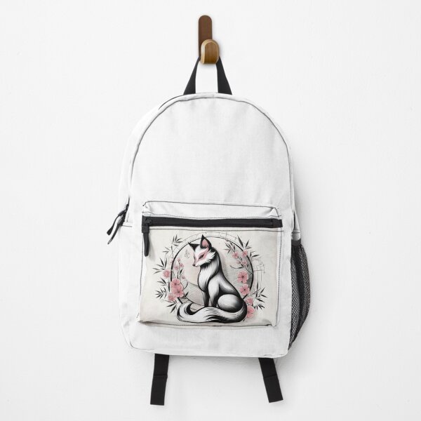 Item preview, Japanese kitsune fox with cherry blossoms designed and sold by BigBlueArt.