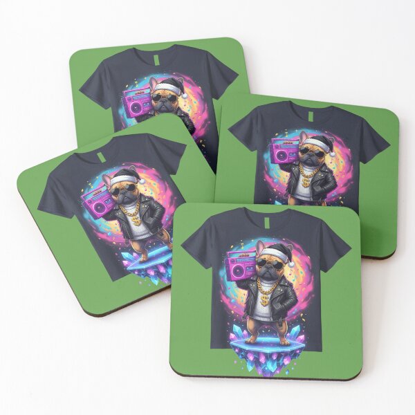 Item preview, Cool Christmas Frenchie T-Shirt | Hip-Hop Bulldog with Boombox designed and sold by E-SarnEdge.