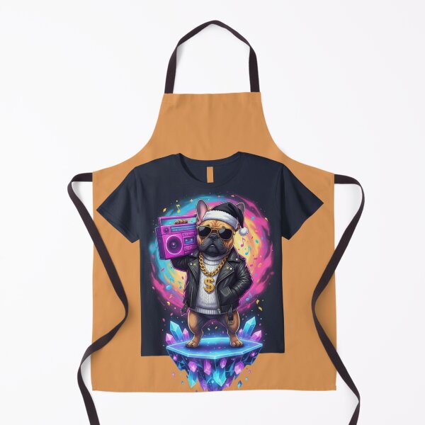 Item preview, Cool Christmas Frenchie T-Shirt | Hip-Hop Bulldog with Boombox designed and sold by E-SarnEdge.