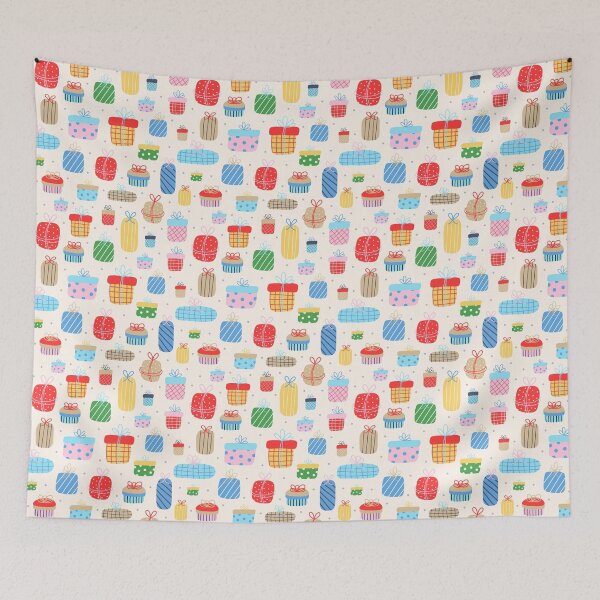 Item preview, Christmas presents gift boxes festive holiday bright colourful designed and sold by Nicola-Rowe.