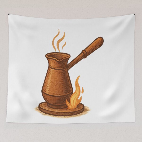 Item preview, Cozy Turkish Coffee Cezve Illustration – Warm Hand-Drawn Art for Coffee Lovers designed and sold by Globalcitytees.
