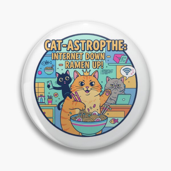 Item preview, Cat-Astrophe: Internet Down - Ramen Up! Funny Cat Geek Humor Design designed and sold by Magounette.