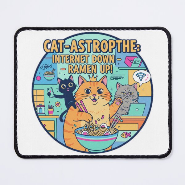 Item preview, Cat-Astrophe: Internet Down - Ramen Up! Funny Cat Geek Humor Design designed and sold by Magounette.