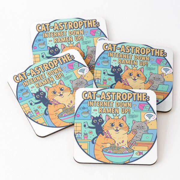 Item preview, Cat-Astrophe: Internet Down - Ramen Up! Funny Cat Geek Humor Design designed and sold by Magounette.